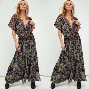 Free People Furnished Floral Maxi Dress Bohemian